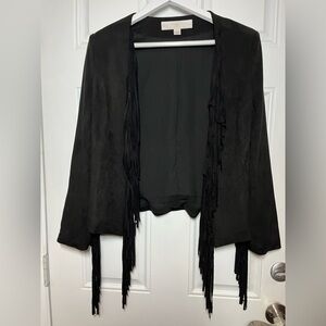 Boston Proper Black Fringe Jacket Women’s Size 6 Boho Western Festival Style